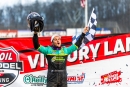 Ricky Thornton Jr. celebrates a $15,000 Lucas Oil Series victory in March 29's Buckeye Spring 50 at Atomic Speedway in Alma, Ohio. (heathlawsonphotos.com)