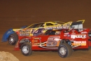 Damon Eller (I4) and Johnny Pursley (9) battle for a top-five spot in the June 4, 2005 Carolina Clash race at Wythe Raceway in Rural Retreat, Va., Eller finished fourth, two spots better than Pursley. (Brian McLeod)