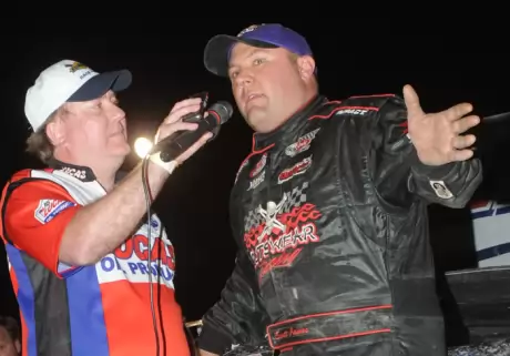 Scott James talks about his $7,000 victory. (carlsonracephotos.com)