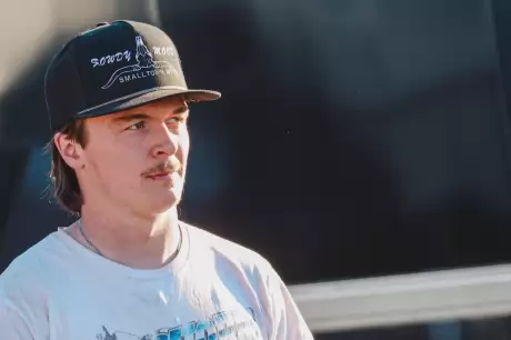Michael Leach in the Charlotte pits. (Zach Yost)