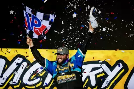 Ryan Gustin celebrates at Mississippi Thunder. (Emily Schwanke)