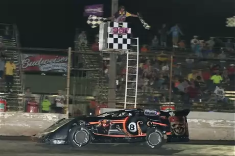 Scott Weber crosses the finish line for his second PCRA victory of 2012. (stlracing.com)