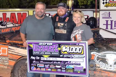 An emotional victory lane for Benji Hicks. (A&M Photography)