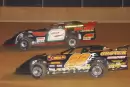 Anthony White (2x) battles Eddie Carrier Jr., during a 2005 Southern Nationals stop at Scenic Raceway in Oneida, Tenn. White won the race. Carrier finished third. (Brian McLeod)