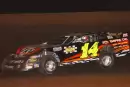 Brandon King of Decatur, Ala., heads toward a $3,000 victory at Winchester (Tenn.) Speedway on Memorial Day weekend in 2005. (Brian McLeod)